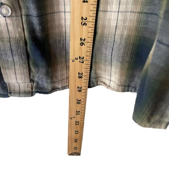 Panhandle Powder River Outfitters Size XL Cotton Green Plaid Flannel Button Up - Picture 8 of 8